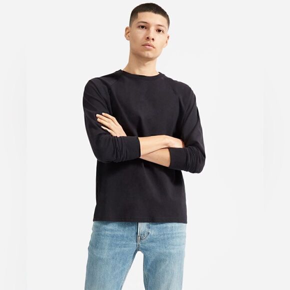 NWT Everlane The Premium-Weight Long-Sleeve Crew | Uniform in Black Size M - Picture 1 of 11
